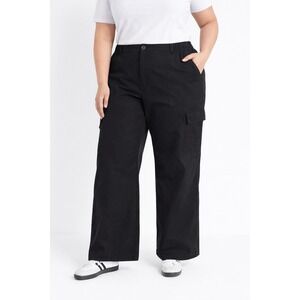 NWT Old Navy Womens Black Cargo Wide Leg Full Length Pants Size Large
